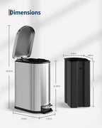 Garvee 13 Gal and 2.6 Gal Stainless Steel Trash Can Combo Set, Rustproof - Image 8