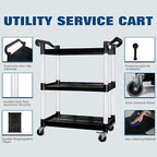 Service Cart with Wheels Lockable Large Size, Plastic Restaurant Cart Heavy Duty - Image 2