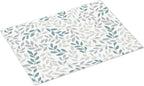 Grey And Blue Leaves Branches Microfiber Absorbent Reversible Dish Drying Mat - Image 2