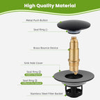 Universal 2PCS Bathroom Sink Stopper 2 in 1 Pop Up Metal Sink Drain Strainer - Image 6