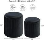 Round Set of 2 Ottoman with Storage-Upholstered Velvet Vanity Stool - Image 3