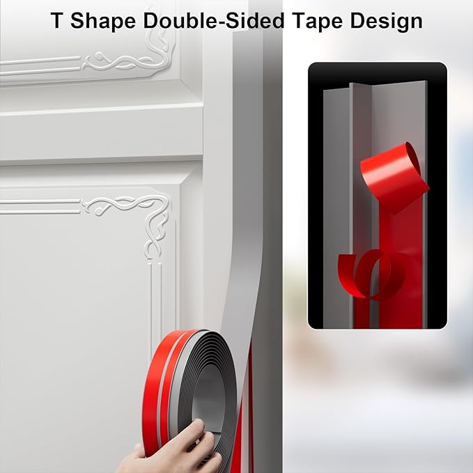 T-Shaped Door Draft Stopper, 1.97 in x 10 Ft Silicone Seal Strip - Image 4