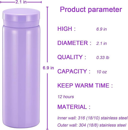 10oz Mini Water Bottle Stainless Steel Thermos Small Flask - Image 2
