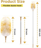 Extendable Lambswool Duster 30-100 Inch, Stainless Steel Long Handle Duster - Image 2