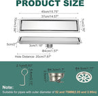 uxcell Rectangular Shower Drain, Brushed 304 Stainless Steel Odor-Proof Floor - Image 2