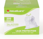 Large Trash Bag 13 Gallon Tall Drawstring 100% Post-Consumer Recycled Garbage by ValueGuard