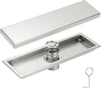 uxcell Rectangular Shower Drain, Brushed 304 Stainless Steel Odor-Proof Floor by uxcell