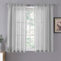 Tollpiz Short Sheer Curtain Linen Textured Living Room Curtains Sheer Light by Tollpiz
