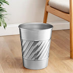 Monarch Abode Nickel Chrome Handcrafted Wave Embossed Metal Wastebasket - Image 5