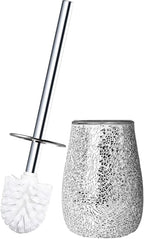 Escenzy Modern Toilet Brush and Holder Set Mosaic Glass | Non-Rustic Stainless by Escenzy