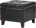 Adeco Storage Ottoman Foot Rest Stool, Leather Ottoman Footstool by Adeco