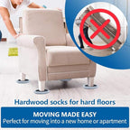 Furniture Sliders, 4 Pack 3 1/2" Moving Pads and 4 Hardwood Socks, Slide - Image 4