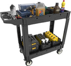 2 Tier Plastic Rolling Cart Utility Cart on Wheels, Heavy Duty Tool Carts by Maemttes