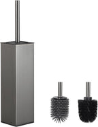 BVL Toilet Brush and Holder Set Gun Gray Freestanding Toilet Bowl Brush by BVLBath