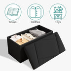 Folding Storage Ottoman Bench, 30 Inches Storage Chest, End of Bed Bench - Image 7