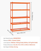 VEVOR Storage Shelves, 2500 lbs, 5 Tier Heavy Duty Garage Shelving, - Image 3