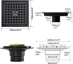 RANDOM Square Shower Drain 6 Inch Matte Black Stainless Steel Shower Floor - Image 2
