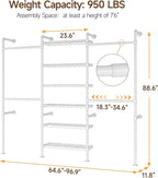 ONBRILL H3 Wall Mounted Closet System, Expandable Industrial Pipe Clothes Rack - Image 2