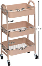 AGTEK Makeup Cart, Movable Rolling Organizer Cart, 3 Tier Metal Utility Cart - Image 8