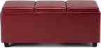 SIMPLIHOME Avalon 42 inch Wide Contemporary Rectangle Storage Ottoman in Red - Image 8