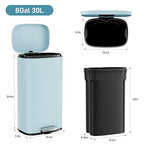 Arlopu 8/13.2 Gallon Step Trash Can, Stainless Steel Garbage Bin, Soft-Close - Image 2