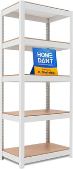 HOMEDANT House 5 Tier 24.1" W Laminated Metal Shelving Unit Adjustable Storage by TheBestOrganizingSolution