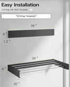 Wall Mounted Clothes Drying Rack 40", Foldable Wall Mount Laundry Rack Folding - Image 6
