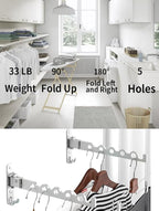 Dr.DJ Wall Hanger for Clothes, Coat Hanger Wall Mounted Silver Retractable - Image 2
