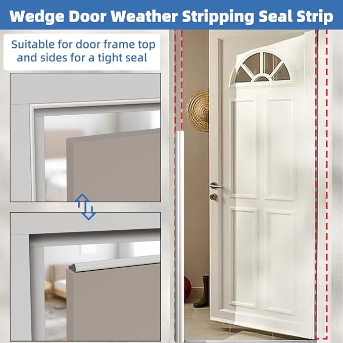Wedge-Shape Window Weather Stripping Door Frame Seal Strip 2Pcs×196" Brown - Image 4