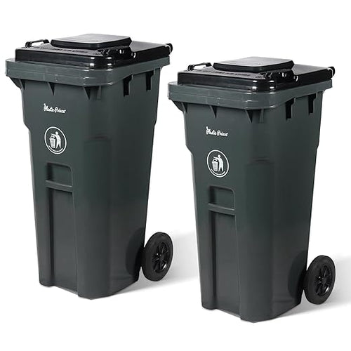 32 Gallon Trash Can Lid Outdoor Trash Can by PlasticPrince