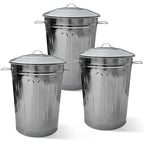 Plexon Round Trash Can 13 Gallon, Vintage Metal Outdoor Trash Can by Plexon