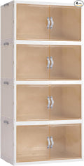 AHEONLAR 4 Pack Plastic Storage Bins - 388QT Foldable Stackable Storage Bins by AHEONLAR