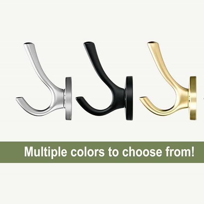 Gold Wall Hooks, 5 Pack Coat Robe Hook Heavy Duty Metal Double Bath Hook Wall - Image 9