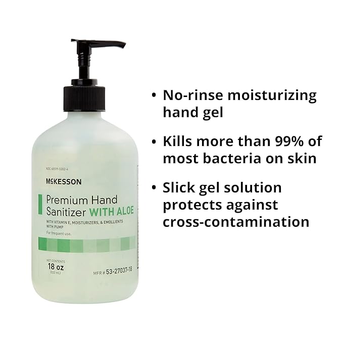 McKesson Hand Sanitizer with Aloe, 18 oz Pump Bottle – Bulk, 70% Ethyl Alcohol - Image 2