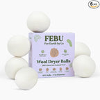 FEBU Wool Dryer Balls, XL | 100% New Zealand Wool | Natural, Reusable Fabric by FEBU