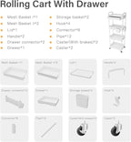 4 Tier Rolling Cart Organizer, Art Craft Diaper Bedside Snack Laundry Room - Image 7