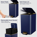 Small Bathroom Trash Can with Lid Soft Close, 1.8 Gallon Stainless Steel - Image 2