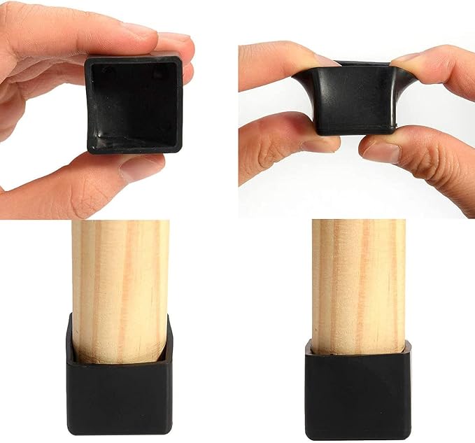 10 Pcs Black Square Anti-Slip Rubber Leg Tips Chair Leg Caps Furniture Floor - Image 5