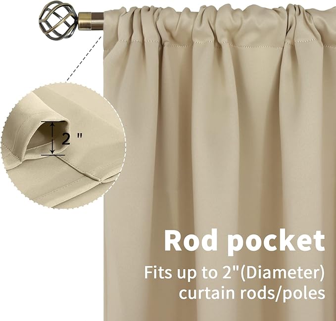 BGment Rod Pocket Blackout Curtains 54 Inches Length - Image 4