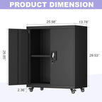 Metal Cabinet with Wheels, Steel Cabine with Locking Doors, Small Cabinet with - Image 3