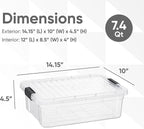 Superio Storage Bins with Lids- 4 Pack, 7.4 Qt Clear Boxes - Image 2