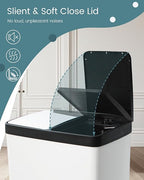Dual Compartment Stainless Steel Trash Can, 16 Gallon / 60 Liters White Kitchen - Image 6