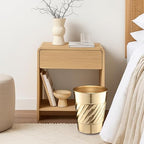 Monarch Abode Brushed Gold Handcrafted Wave Embossed Metal Wastebasket - Image 8