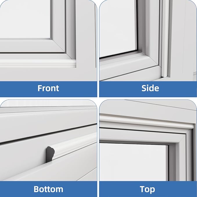 Wedge-Shape Window Weather Stripping Door Frame Seal Strip 2Pcs×196" White - Image 8
