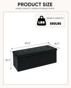 Velvet Storage Ottoman Bench, 43.3" Folding Ottoman - Image 3