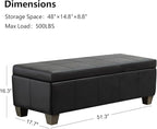 51 Inch Black Faux Leather Ottoman - Image 3