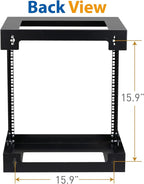 12U Wall Mount Rack Open Frame 19 Inch Server Equipment 2 Post Network Cabinet - Image 4