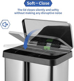 16 Gallon Dual Compartment Trash Can, Hands-Free Recycling Rectangular Garbage - Image 4