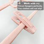 Light Pink Velvet Hangers Clips 40 PCS, Non-Slip Finger Clip - Image 3