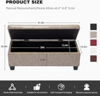 Faux Leather Ottoman with Storage, 42 Inch Rectangular Storage Ottoman Bench - Image 2
